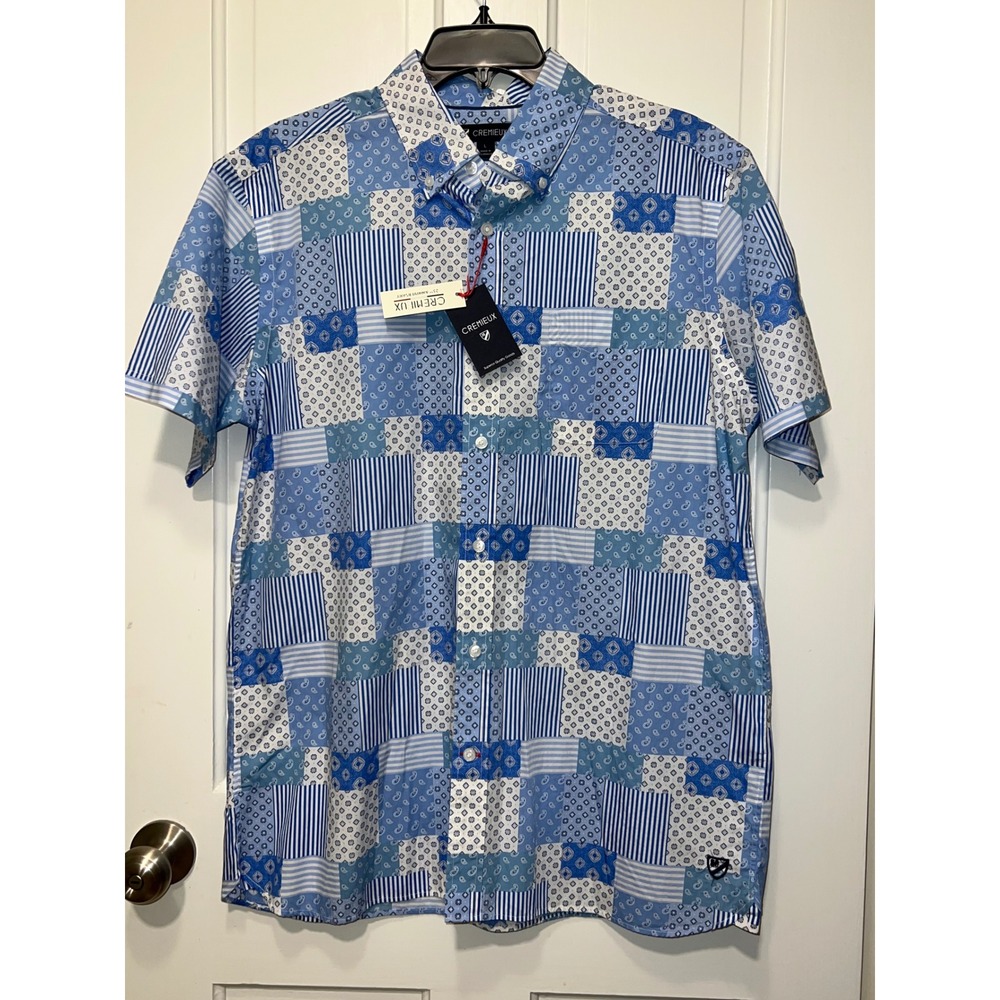 NWT Cremieux 25th Anniversary Mens Blue Patchwork Paisley Button Down Shirt L
